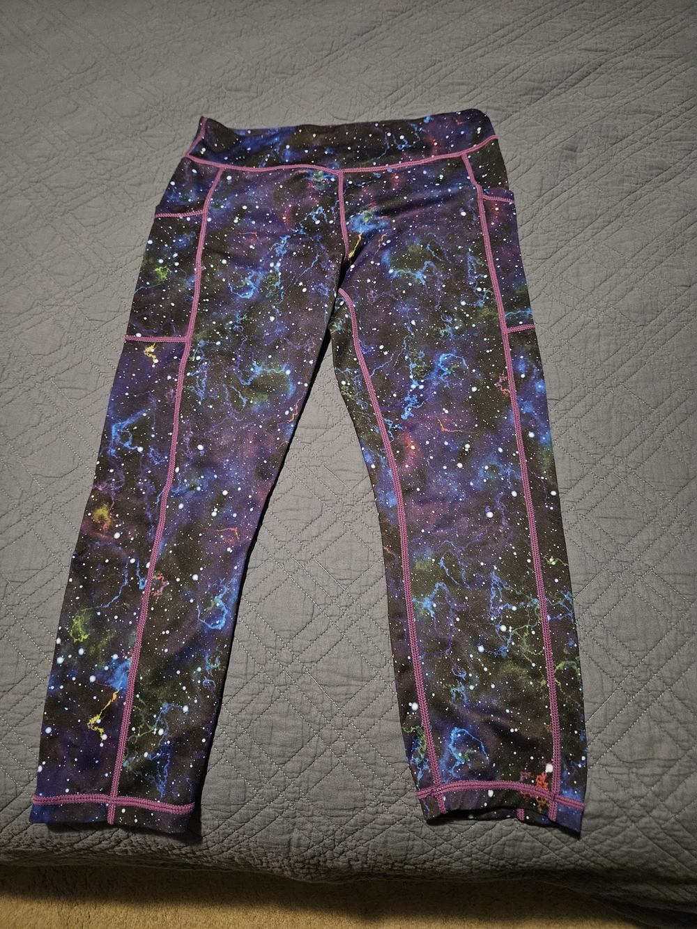 CVG Galaxy Print Active Capri Leggings - Purple
